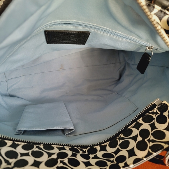 Coach F15137 Chelsea Heritage Stripe Signature Black White Coated Canvas Tote - Picture 12 of 14